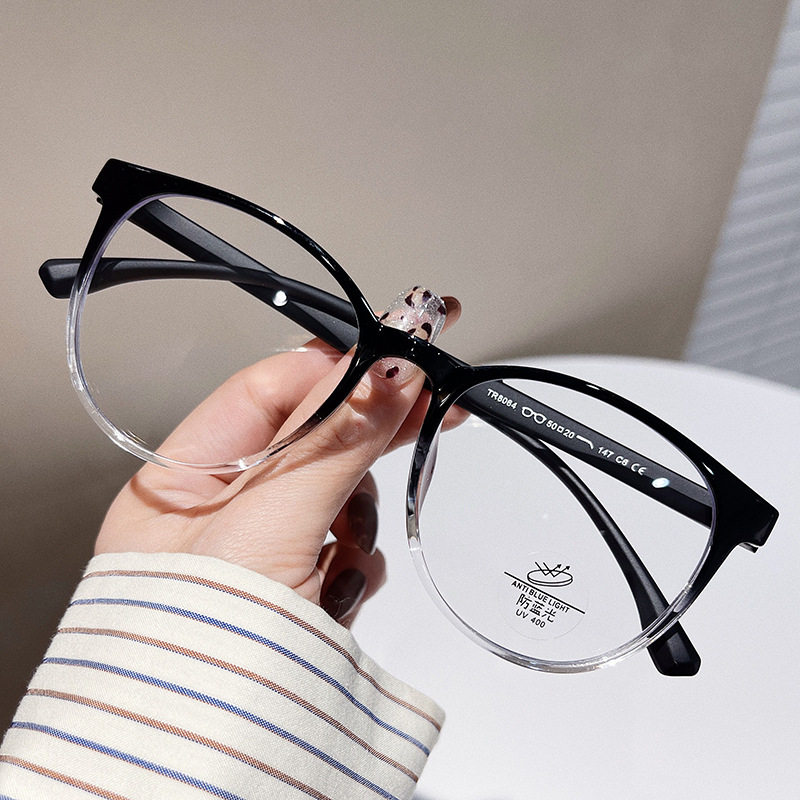 New TR90 round frame glasses frame Fashion anti-blue light computer myopia glasses frame unisex plain plain glasses
