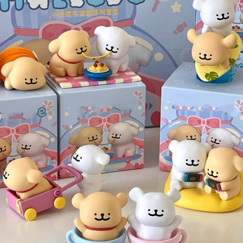 Line Puppy Blind Box Happy Series Figures Peripheral Cute Dolls Desktop Ornaments Birthday Gifts