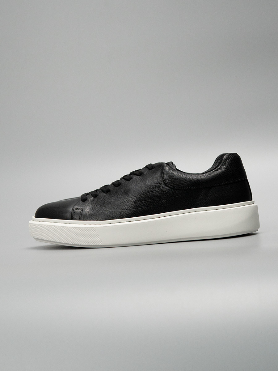 Giày sneaker da retro đánh bóng kiểu mới — Màu đen