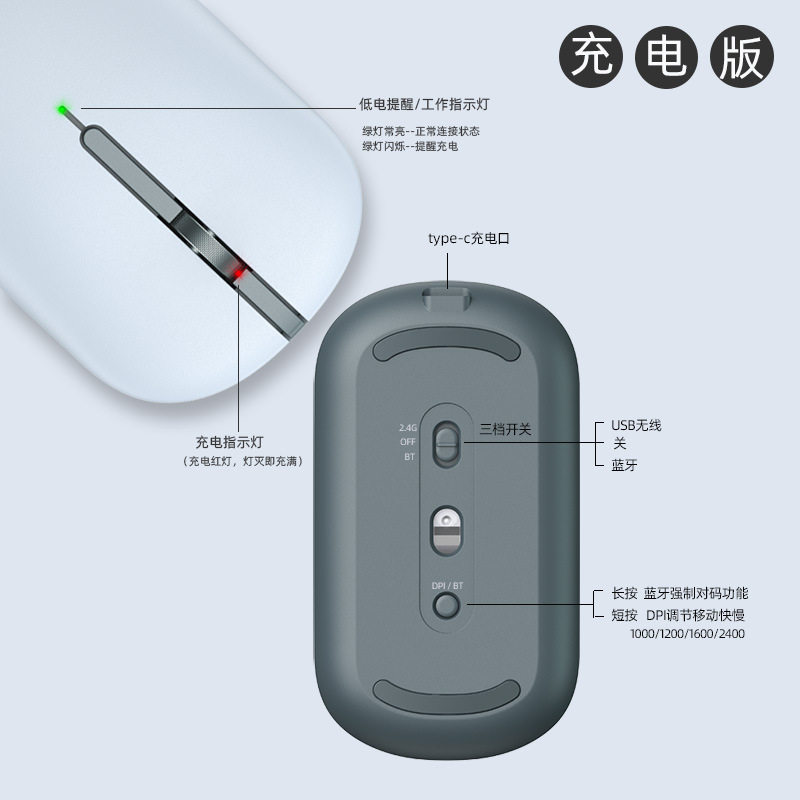 Magnetic Charging Wireless Mouse Silent Bluetooth Laptop Accessories Gift Printed Logo Cross-Border Amazon