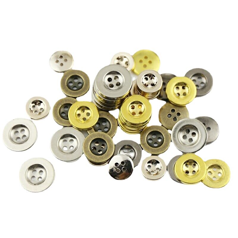 Plastic Electroplated Four-Hole Wide-Edge Buttons for Shirts, Children's Clothing, Casual Pants, Coats, Trench Coats, Dress Pants, Jackets, Metal Buttons