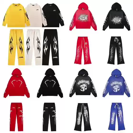 24SS Autumn New Hell Star American Style Fashion Brand Sport Hoodie Sweatshirt Sweatpants suit Men and Women