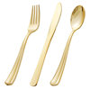 Amazon cross-border PS plastic UV plating golden disposable knife and fork spoon birthday wedding cross-border party tableware