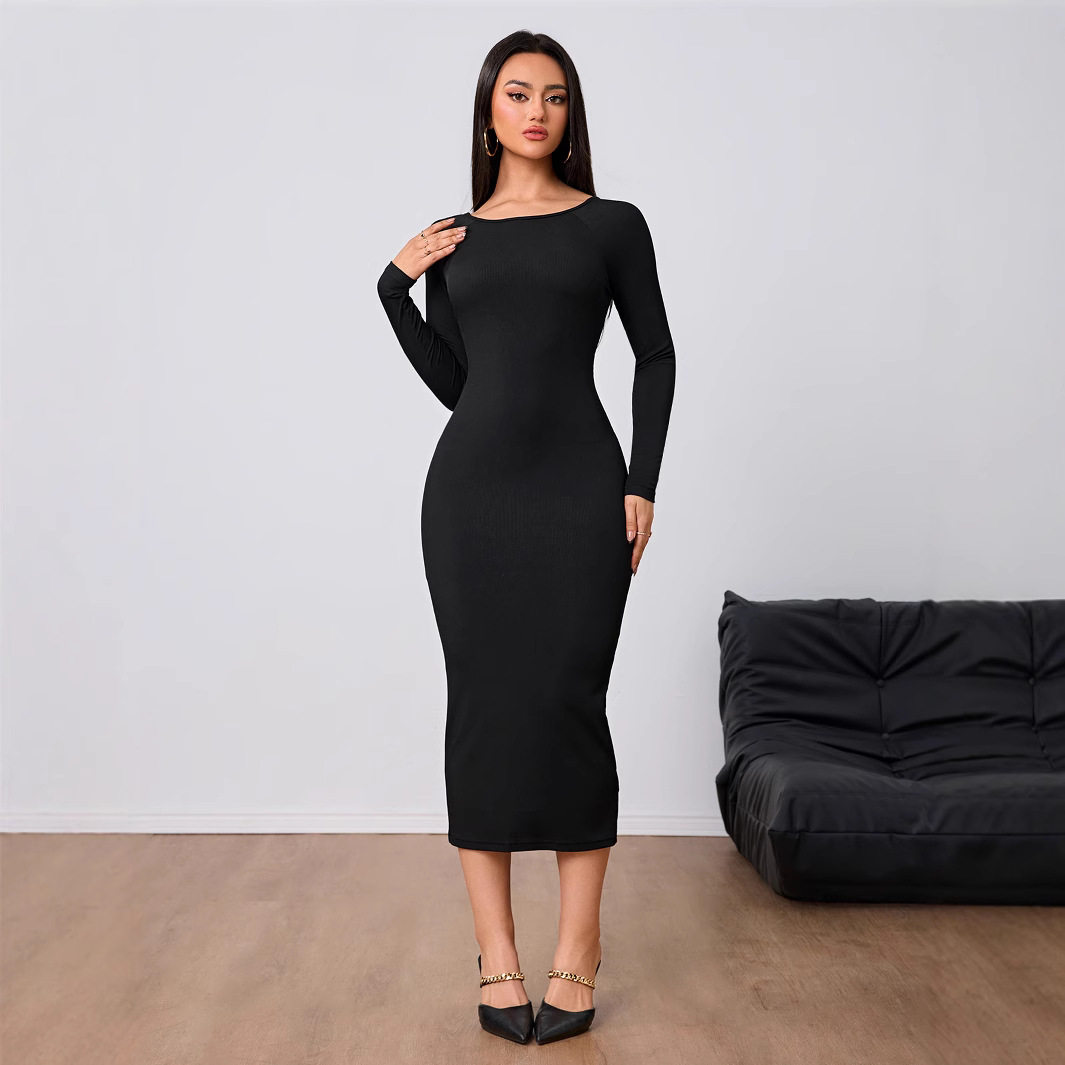 Fashionable Womens Midi Dress Simple Design Sexy Backless Bodycon Fit Spring Summer Occasion Wholesale Available