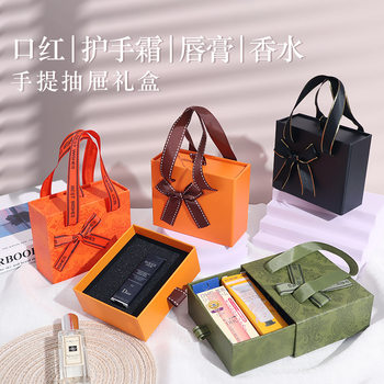 Factory spot beautiful Korean style portable drawer lipstick perfume box cosmetics drawer packing box bow gift box