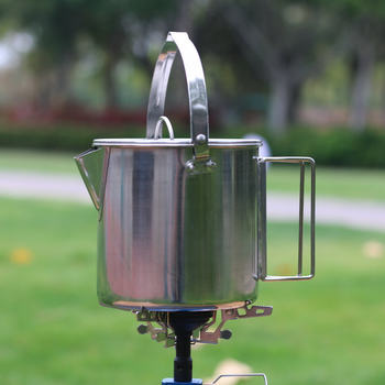1.2L Stainless Steel Outdoor Mountaineering Camping Teapot Portable Hanging Pot with Handle Picnic Cookware Camping Coffee Pot