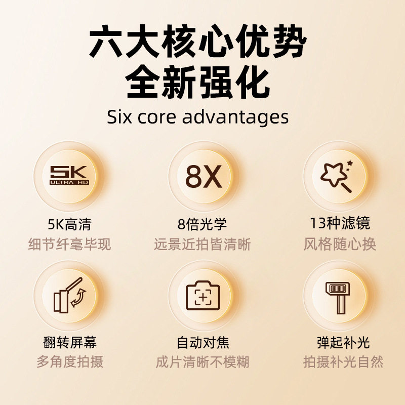 2025 5K Flip-Top Ccd Digital Camera Aliexpress Ashiyin Amazon Best-Selling 64 Million Students Home Use