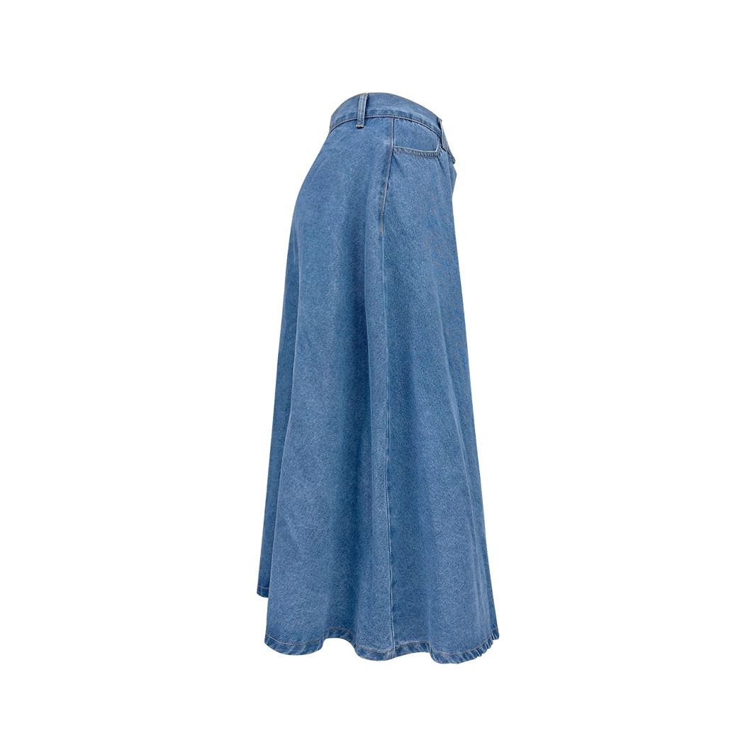 High Waisted A Line Denim Skirt Elegant Design Flowy Silhouette Casual Chic Wholesale Available