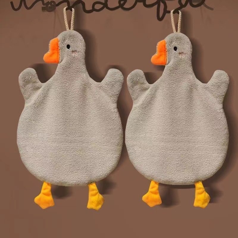 Big Goose hand towel kitchen hanging towel functional towel cartoon hanging towel coral velvet hanging towel absorbent kitchen towel dish towel