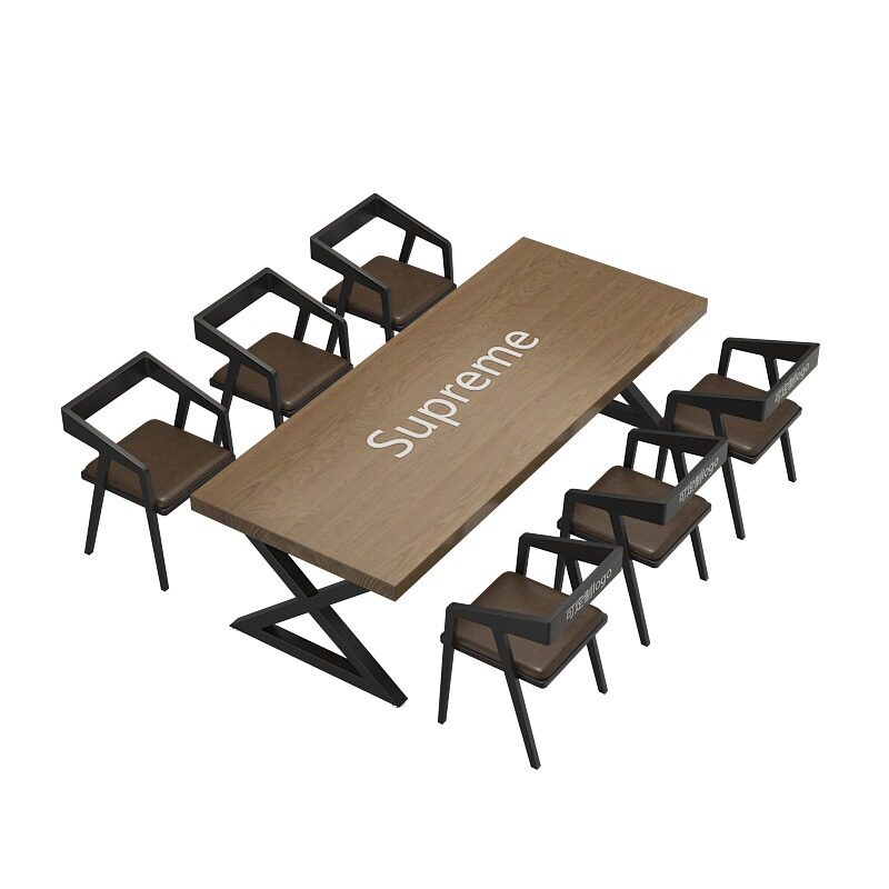 工业风实木餐桌简约咖啡厅奶茶店桌椅组合酒吧办公室会议桌长条桌