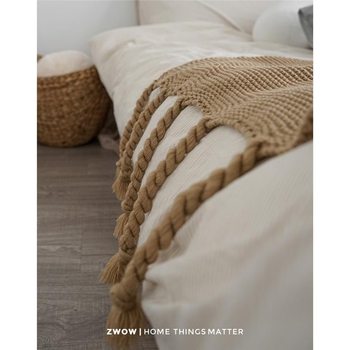 Living Room Exit Bedroom Sofa Blanket Nap Blanket Ins Nordic Thickened High-Grade Brown Knit Blanket X