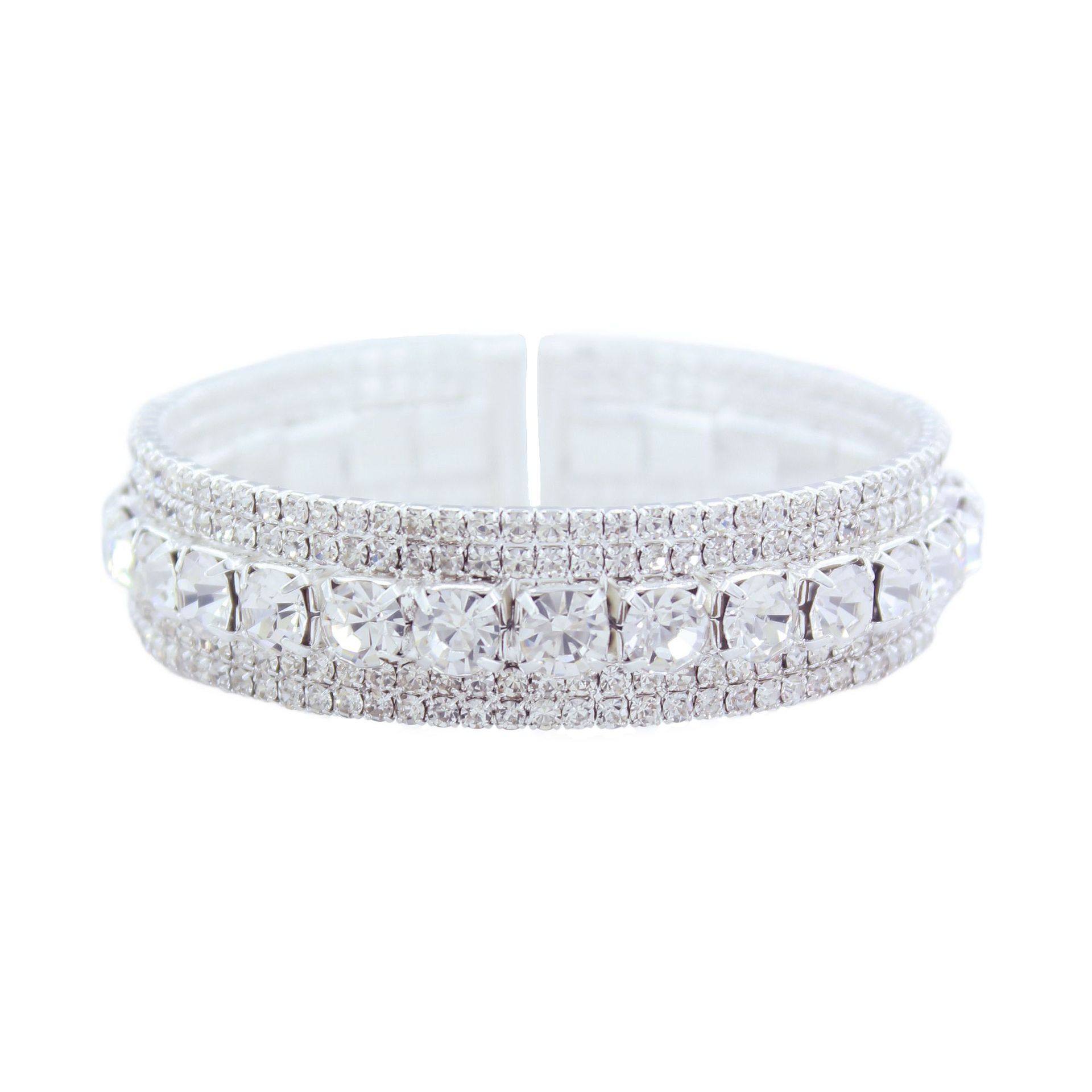 Factory Direct Sale of New Products with an Exaggerated Design, Full Diamond Open Bracelet, Cross-Border European and American 5-Row Rhinestone Jewelry Wholesale