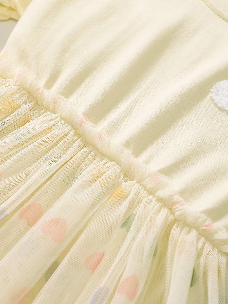 Cute Girls' Dress, Ruffle Sleeve Cotton Kids' Dress, Summer Girls' Tulle Skirt