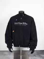 Trendy Martine Rose Washed Fabric Irregular Patchwork Loose-Fitting Unisex Zip-Up Jacket Sweatshirt