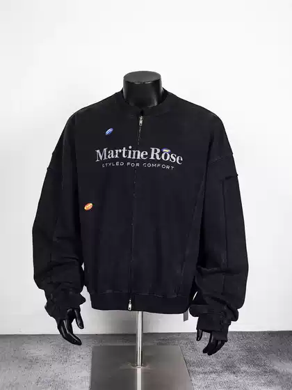 Trendy Martine Rose Washed Fabric Irregular Patchwork Loose-Fitting Unisex Zip-Up Jacket Sweatshirt