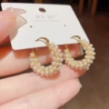 No. 84 pearl round hoop earrings (thickened real gold plating)