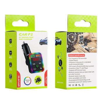 Car bluetooth car bluetooth MP3 player P2P3P4 car charger dual USB bluetooth FM transmitter Type-c
