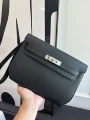 Handmade black silver buckle epsom leather