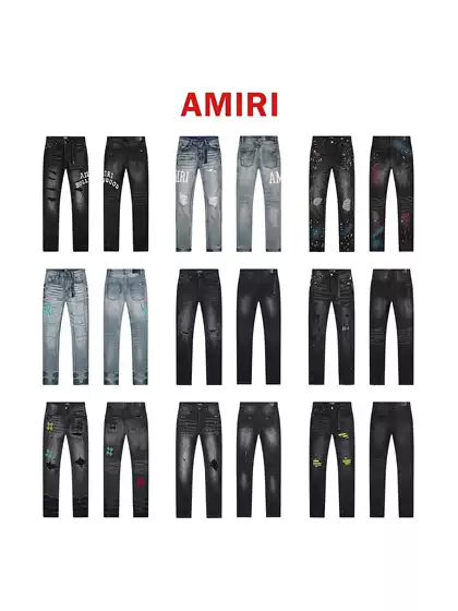 Foreign Trade Cross-Border European and American Trendy Brands Street Hip-Hop Amir Fashion Slim-Fit Skinny Ripped Distressed Jeans