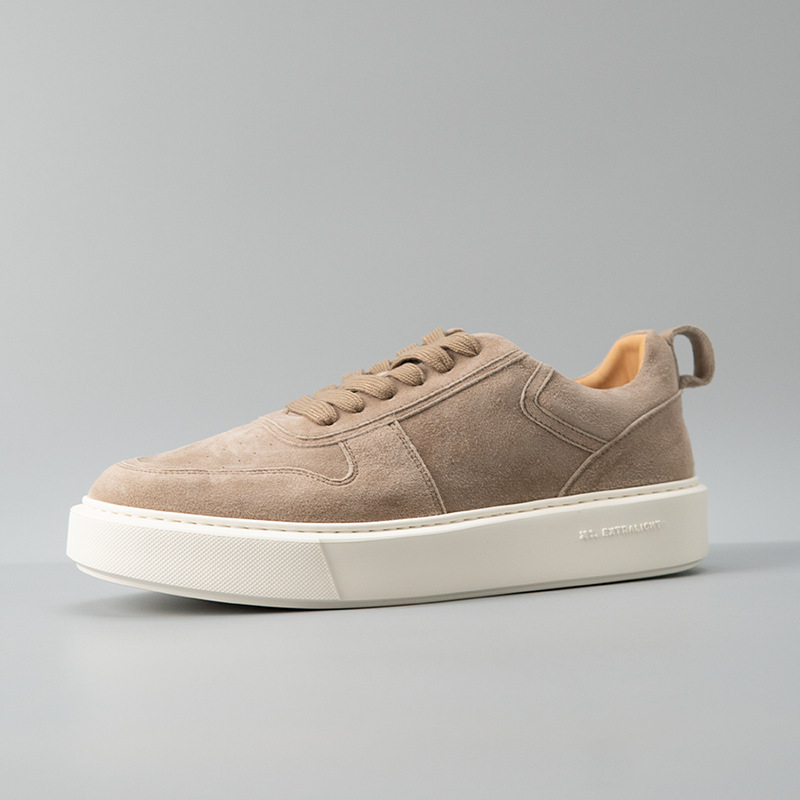 Giày sneaker nam da lộn cao cấp phong cách old money, đế dày giảm chấn — Màu be, Màu cà phê