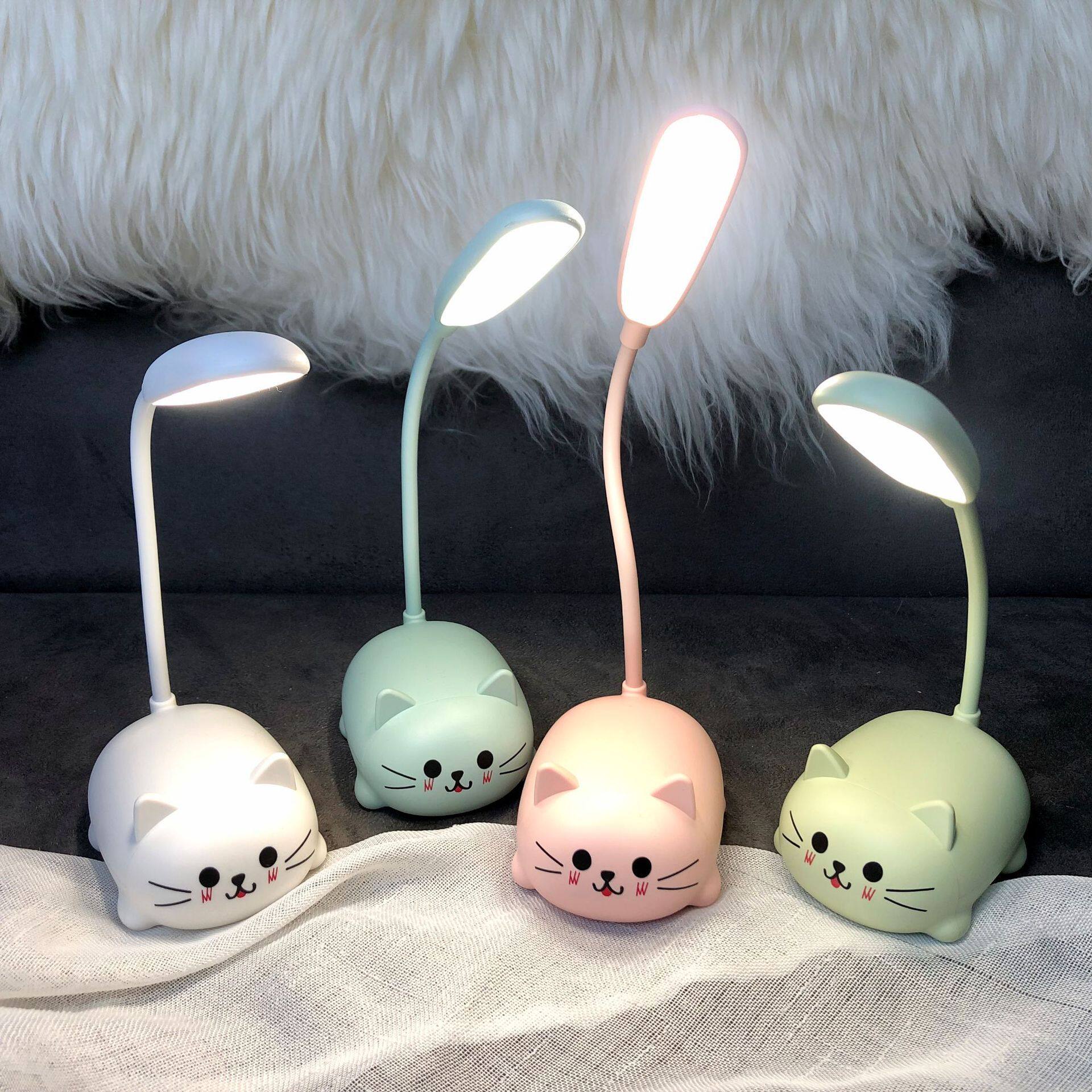 Cartoon creative folding LED small table lamp student learning eye protection book light USB charging mini night light