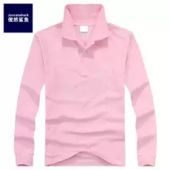 2025 Shark Men's Long-Sleeved T-Shirt Pure Cotton t Mesh Cotton Spring and Autum Men's Long-Sleeved T-Shirt Lapel T-Shirt Export