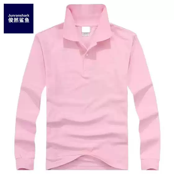 2025 Shark Men's Long-Sleeved T-Shirt Pure Cotton t Mesh Cotton Spring and Autum Men's Long-Sleeved T-Shirt Lapel T-Shirt Export