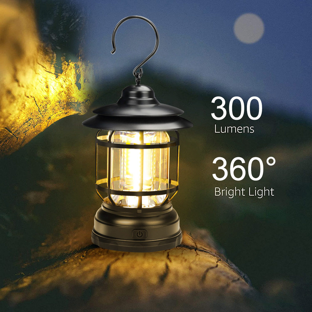 Outdoor camping tent lamp multifunctional retro hanging horse lamp cob emergency dry battery portable lamp USB rechargeable lamp