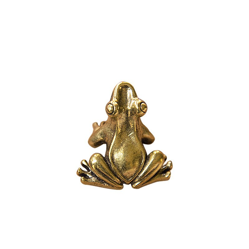 Vintage Brass Creative Desktop Ornament Lucky Frog Paperweight Tea Pet Handheld Piece Old Bronze Wholesale