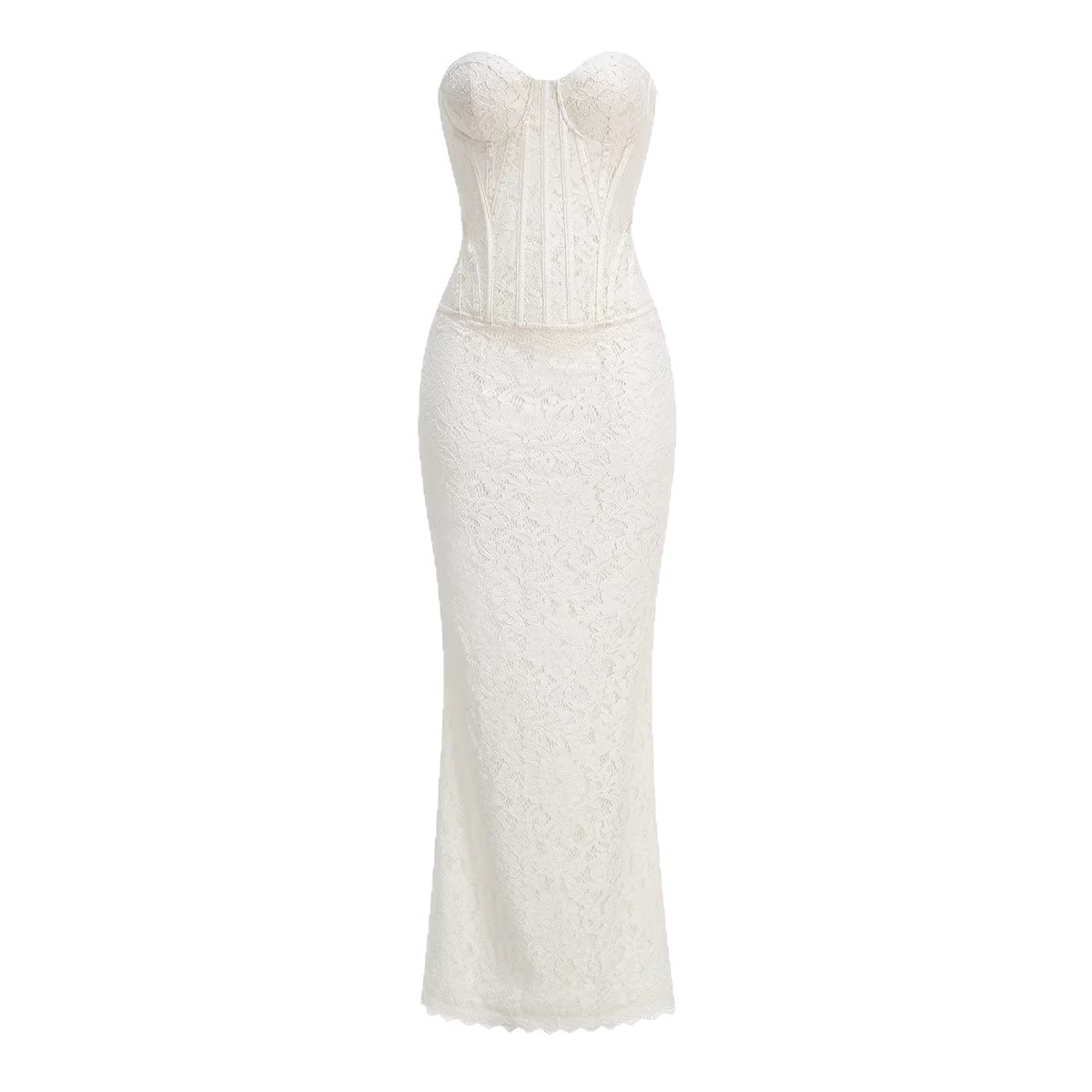 Lace Strapless Bodycon Dress Backless Waist Cinching Elegant Design Perfect for Parties and Formal Events OEM