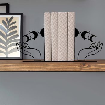 Creative Palm Moon Phase Bookend Iron Art Style Moon Cycle Theme Bookend Office Desk High-End Ornaments