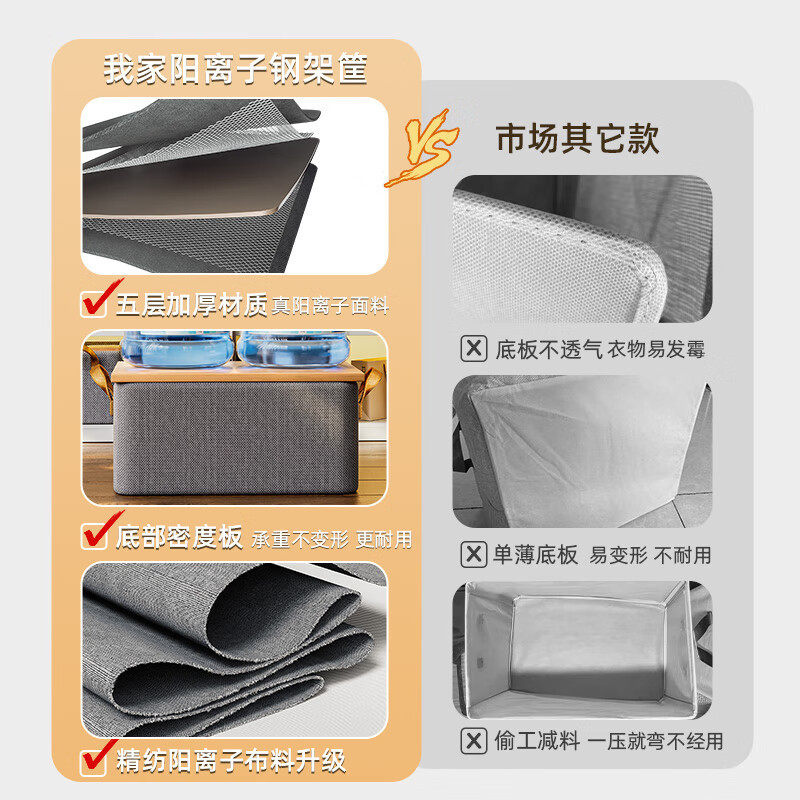 Cationic Steel Frame Storage Box Multifunctional Foldable Drawer Type Large Capacity Storage Box with Portable Storage Box Factory