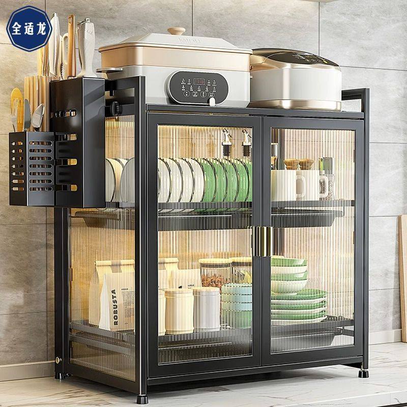 Kitchen dish rack with lid household cupboard table chopsticks plate dustproof storage box multifunctional draining rack