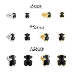 Niche Spanish tous Bear Home silver Onyx Bear Earrings Black Cut Face Earrings