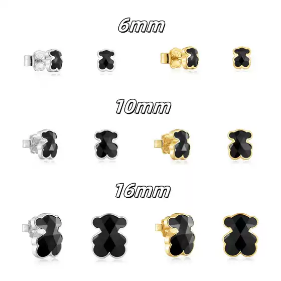 Niche Spanish tous Bear Home silver Onyx Bear Earrings Black Cut Face Earrings