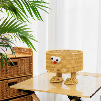 Fruit Plate Imitation Rattan Woven Minions Cute Desktop Woven Bread Basket Living Room Kitchen Storage Basket Snack Storage Basket