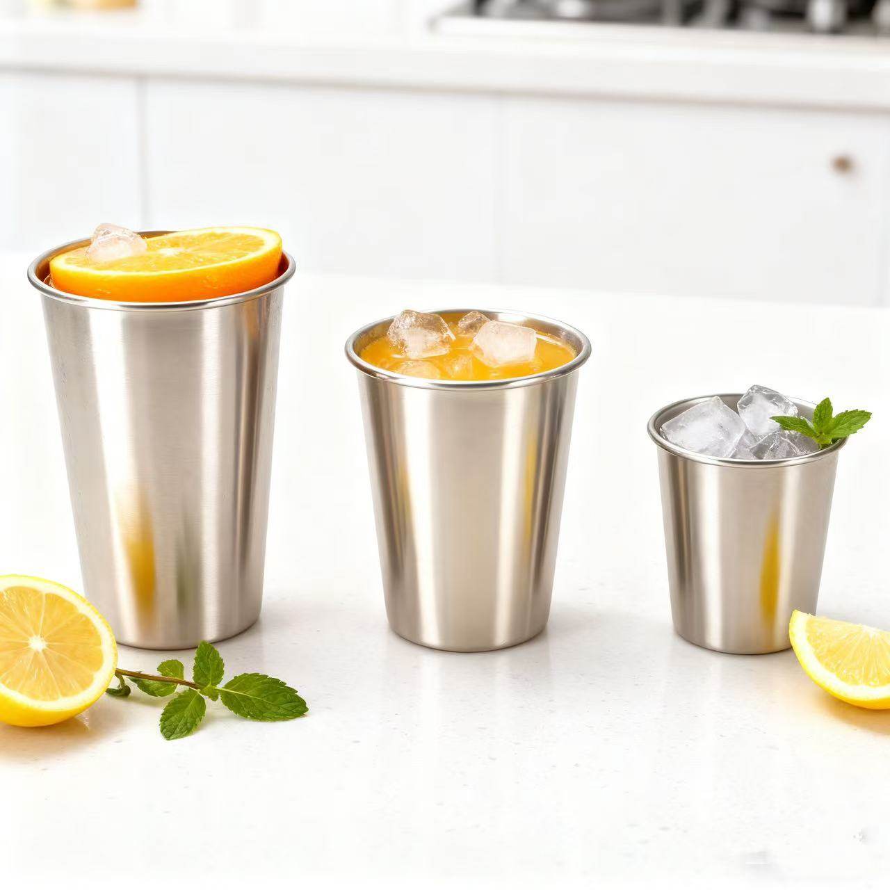 Xiaomi's Same 304 Stainless Steel Direct Drinking Cup, Anti-Fall Camping Style Single-Layer Rolled Edge Beer Cup, Outdoor Stacking Cold Drink Cup