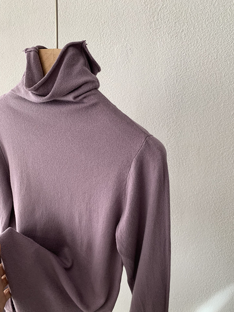 欧玛莱 柔软堆堆领纯色长袖安迪绒修身显瘦针织打底衫上衣女 4793