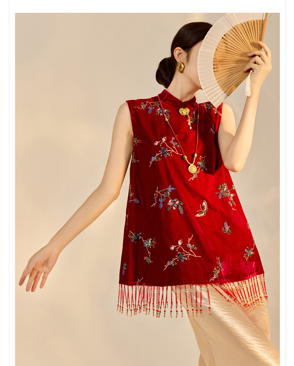 Set áo vest thêu đính cườm kèm chân váy dài dự tiệc — Váy màu sâm panh (giao hàng trong 7 ngày), Váy màu sâm panh (giao hàng trong ngày), Áo vest đính cườm (giao hàng trong 7 ngày), Áo vest đính cườm (giao hàng trong ngày)