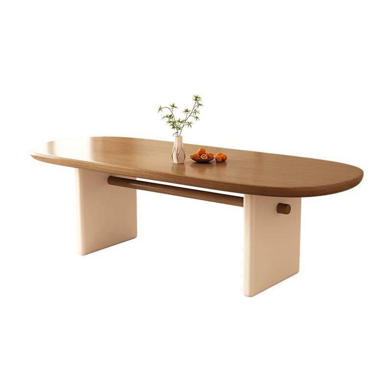 中古风实木餐桌现代客厅小户型奶油风茶桌书桌餐桌家用