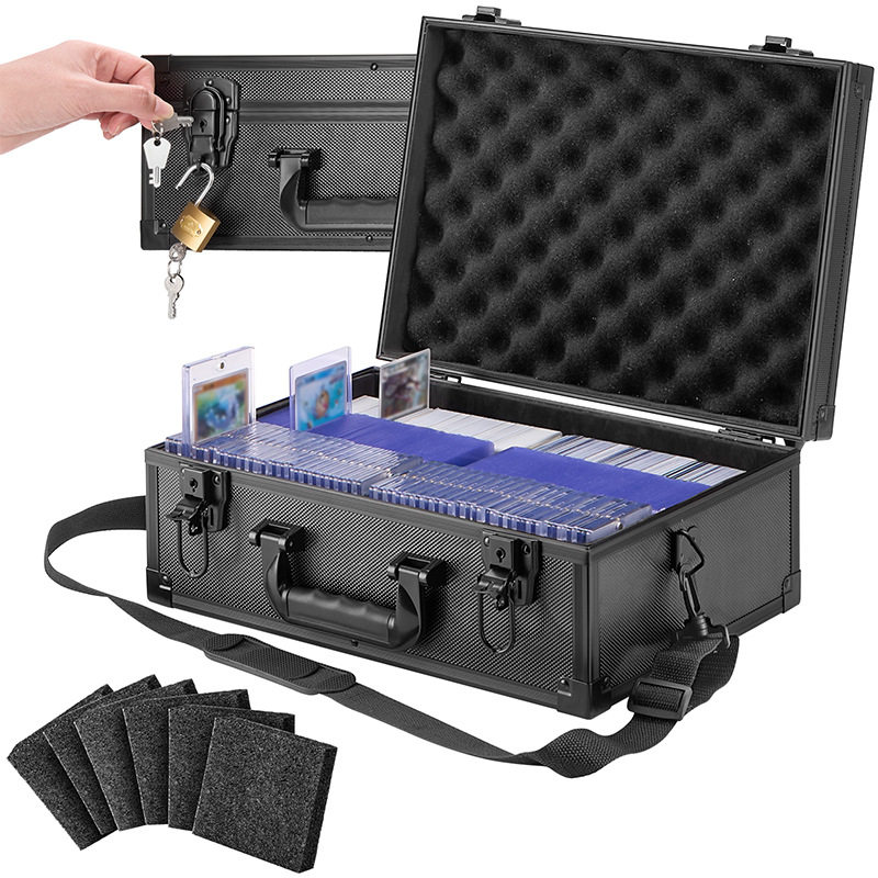 New Star Card Collection Box with Key Lock, Portable 35Pt Magic Card Storage Box, Aluminum Box, Same Style as Amazon