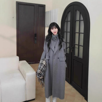 Autumn and Winter New Style Plush Woolen Outwear and Vest Two-Piece Set for Women Knitted Stand-Up Collar Loose Regular Style Slim Outwear