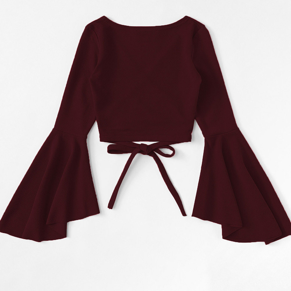 Batwing Sleeve Crop Top Trendy Design Dark Red Color Spring Summer Style Wholesale Available