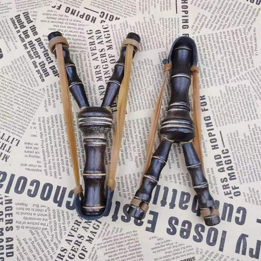 Solid Wood Slingshot Children's Ejection Toy Childhood Memories Bamboo Slingshot Bamboo-shaped Outdoor Shooting Toy Traditional Wooden Branch