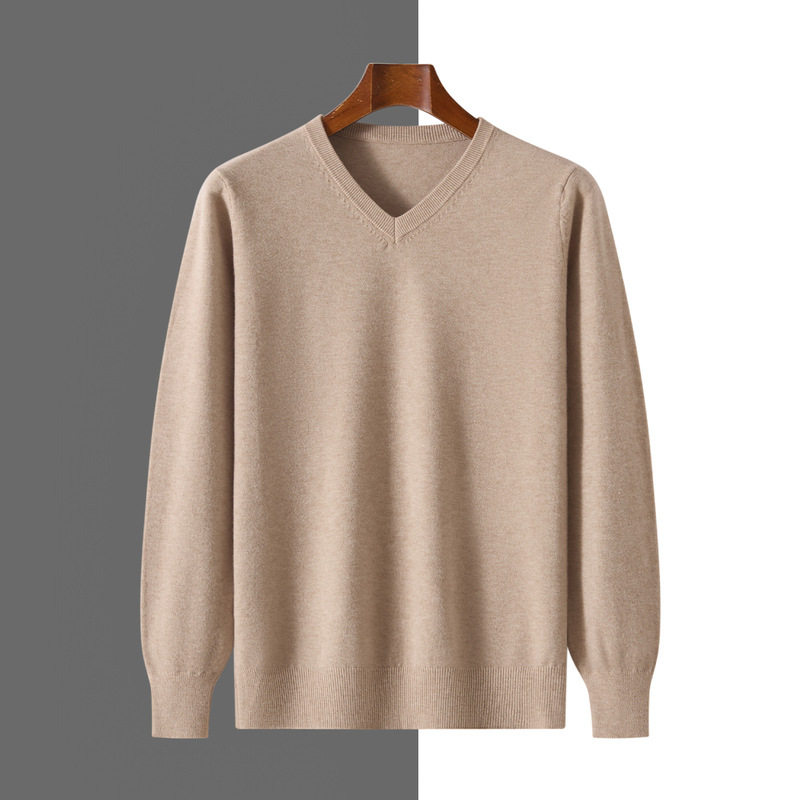 男士羊绒衫v领打底毛衣秋冬套头商务休闲内搭打底针织衫上衣