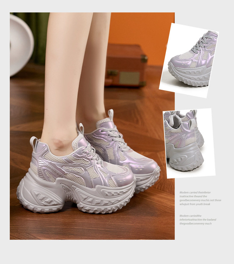 Dép sandal nữ đế platform cao gót 8cm quai chữ V đơn giản — Trắng, Hồng xám, Đen, Đỏ chi tiết 3