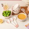 Piggy Ceramic Rice Bowl Set for Home Use, Cute Instant Noodle and Yogurt Bowl, Personal Use, Single Serving Tableware, Adorable and Fun