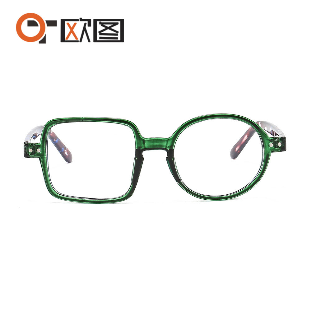 T22007 Novelty Funny Prom Glasses Distinctive Square Color Block Glasses Frame Hip Hop Fashionista Flat Glasses