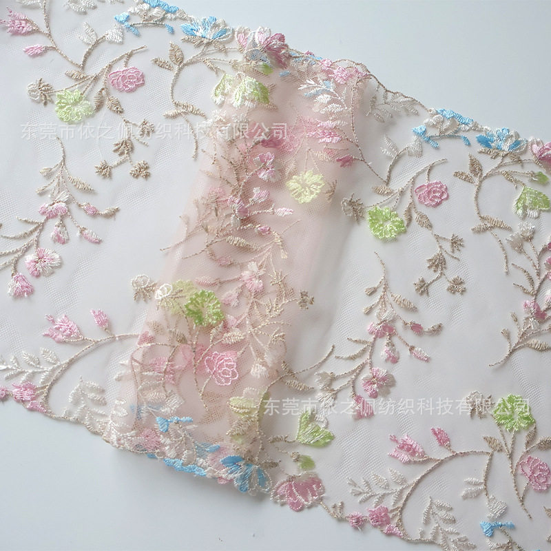 Factory Spot Pink Small Fresh Floral Series Mesh Embroider Lace Intimates Bra Lace Accessories