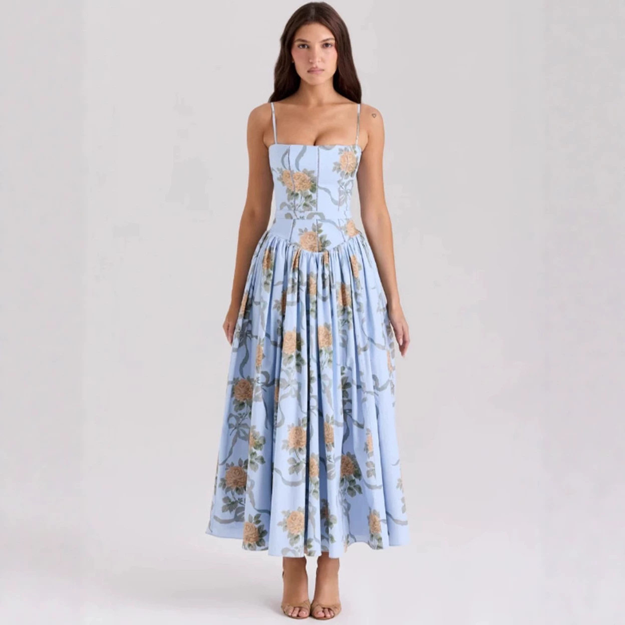 Floral Slip Dress Elegant Slim Fit Soft Fabric Perfect for Spring Summer Occasions Wholesale Available